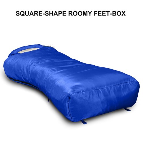 Azitrek 0 Degree Camping Sleeping Bags Mummy for Adults Youth | XXL Big and Tall 3-4 Season Warm Cool Winter Cold Weather Sleeping Bag w. Compression Sack | Side Sleeper Friendly (Lake Tahoe Blue)
