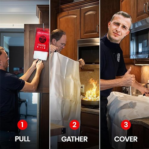 Lovelin Emergency Fire Blanket - 1 Pack - Fire Suppression Blanket for Kitchen, 40” x 40” Fire Blanket for Home, Fiberglass Fire Blanket（1）