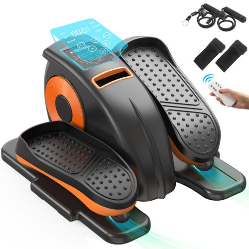 Mysuntown Under Desk Elliptical for Home, Leg Exerciser While Sitting for Seniors Fully Assembled, Ellipse Leg Exerciser with 12 Adjustable Speeds & Remote Control & Pedals Straps