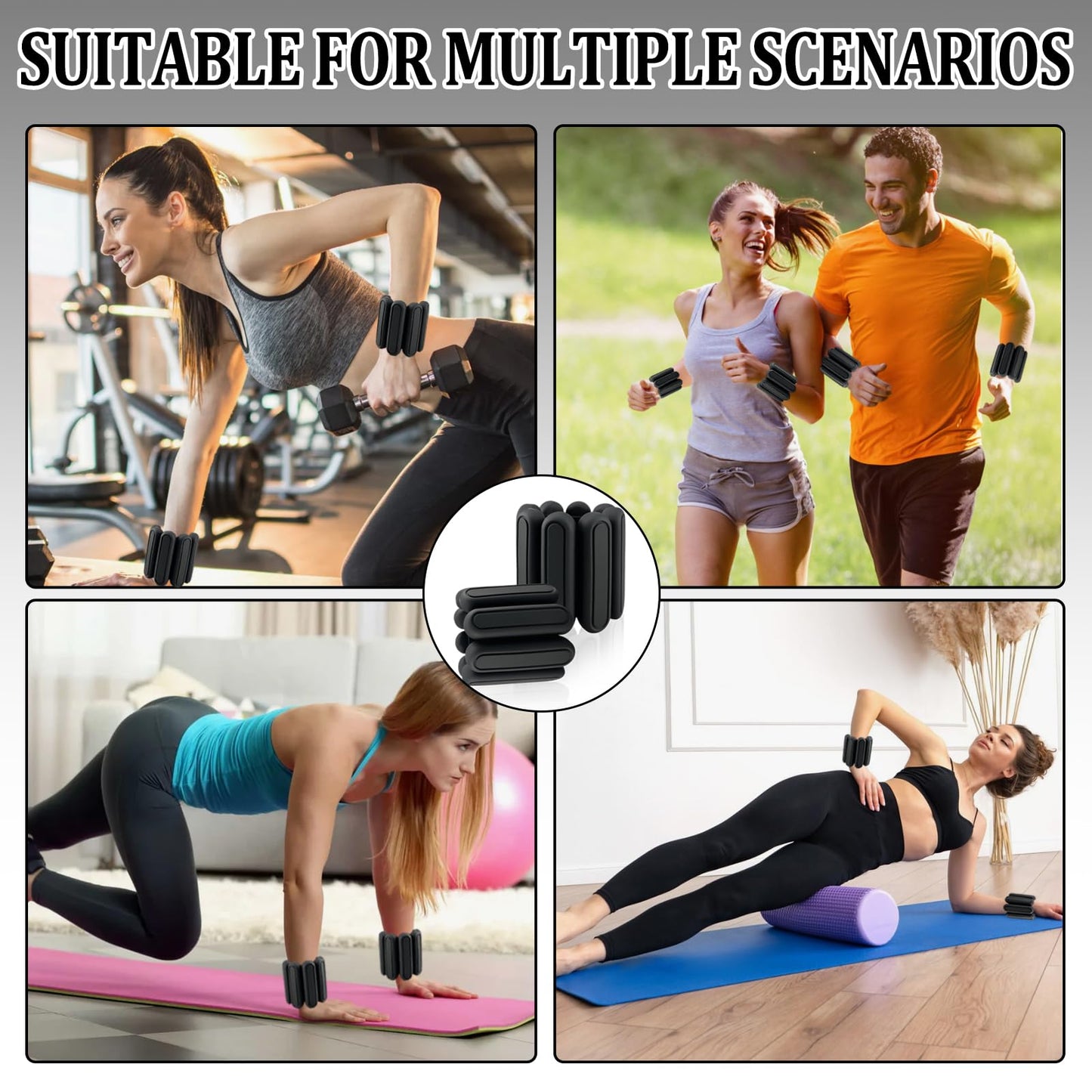 Adjustable Ankle Weights Set of 2 (1Lb Each) for Women Men Kids Wrist Ankle Weights Increase Training Intensity Wrist Weights Increase Training Intensity for Yoga, Pilates, Aerobics, Swimming, Hiking (black)