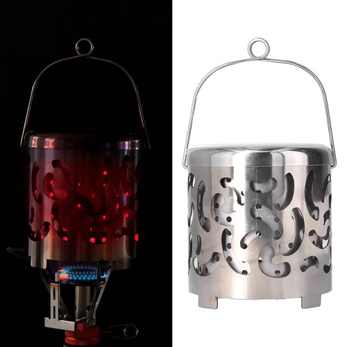 Chazcool Camping Heating Cover, Stainless Steel Camping Mini Heater with Handle, Tent Heating Cover for Hiking for Picnic for Outdoor