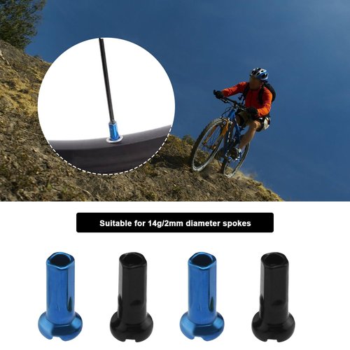 LT Easiyl 100pcs Bike Wheel Spoke Nipples Bicycle Spoke Protector for Mountain Bike Road Bike 14G / 2mm Dia Steel Spoke Black Red Blue Gold Cycling Replacement Accessories