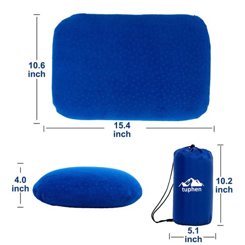 tuphen Camping Pillow Memory Foam Travel Pillow for Sleeping Backpacking Pillows Airplane Travel Hammock Beach Breathable Lightweight
