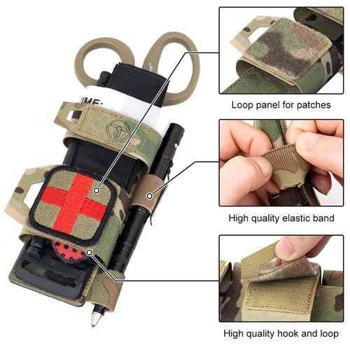 Tactical Tourniquet & Scissor Holder Molle Pouch - Medical Shears Trauma IFAK Holster (Camo)