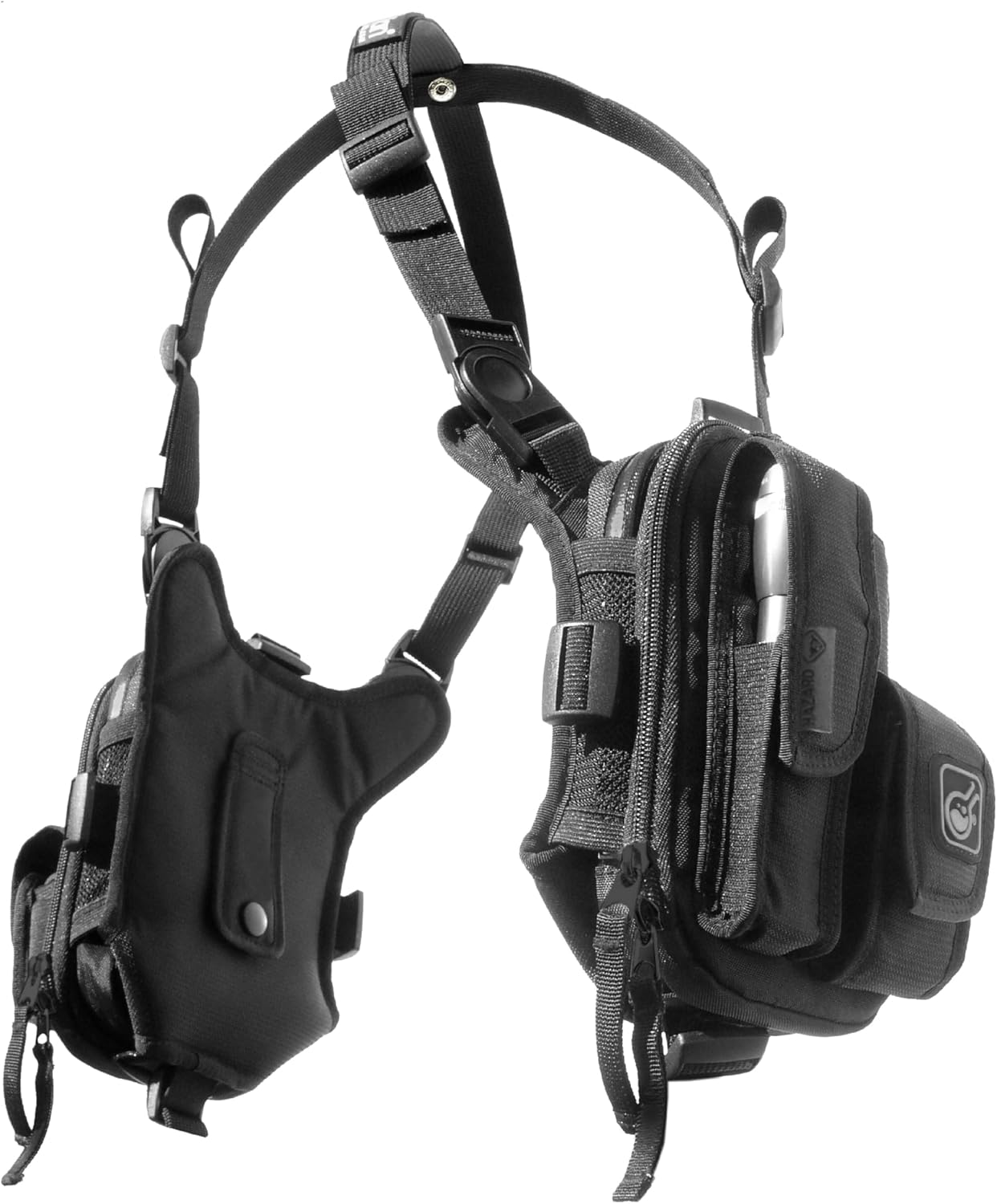 Hazard 4 Covert RG Multi-Configuration Small Pack System - Escape Chest Pack, Loader Chest Pack, Covert Anatomic RG Padded Deluxe Shoulder Harness - Tool Kit, Camera, Cycling, Flashlight - Black