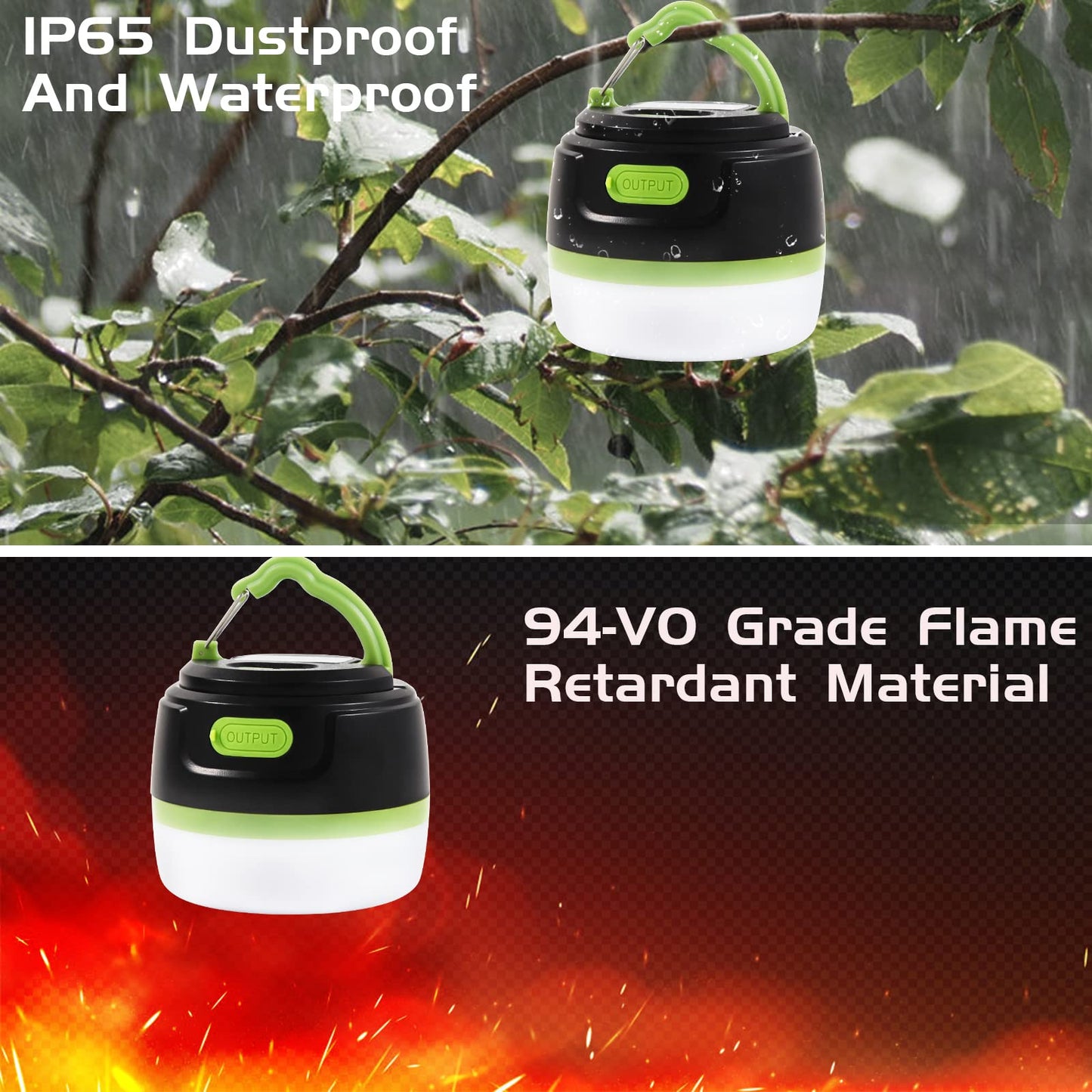 KRJNW LED Rechargeable Camping Lantern, Tent Lights Power Bank&Flashlight,5000mAh, 200lm 10 Modes, Portable Waterproof Hanging Magnetic, for Camping Hiking Emergency