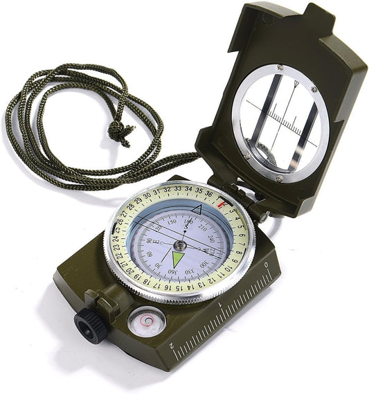 Military Lensatic Sighting Compass - Waterproof & Durable for Outdoor Adventures