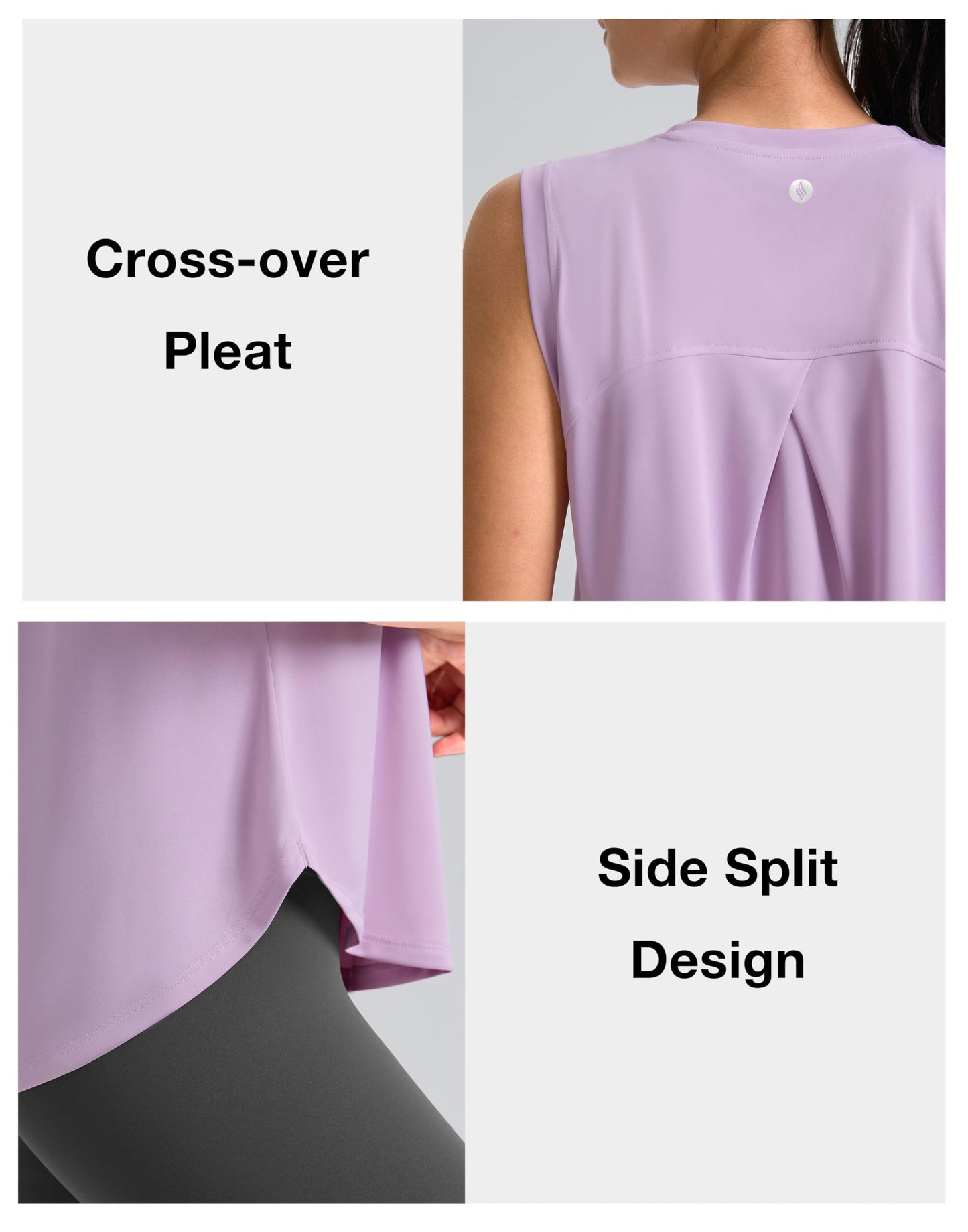 SANTINY Women's Sleeveless Workout Tops Breathable Lightweight Active Tennis Yoga Shirts Athletic Running Tank Tops for Women (Purple_M)