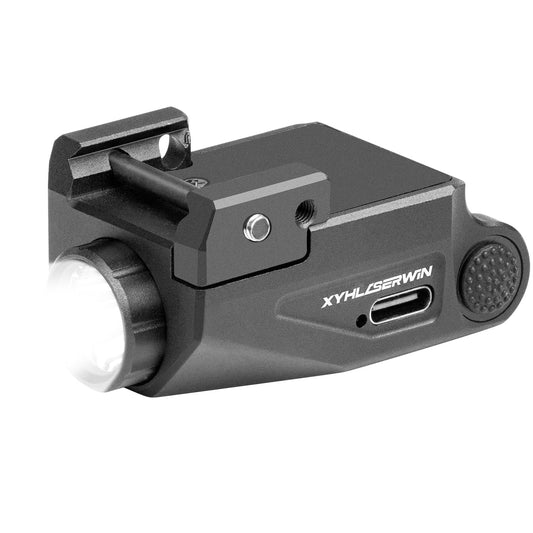 800 Lumens Compact Tactical Weapon Light with Strobe Function, Mini Pistol Picatinny Rail Mounted, USB-TypeC Rechargeable, Aluminum Flashlight for Gun Includes High, Low Lumens