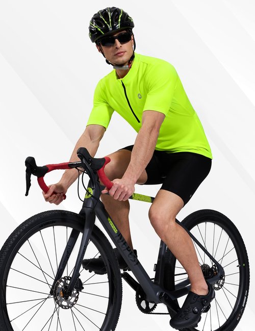 Nepest Bike Jersey for Men Cycling Reflective Quarter Zip Cycle Biking Shirts with Zipper Pockets Moisture Wicking Breathable Biker Tops Neno Green XL