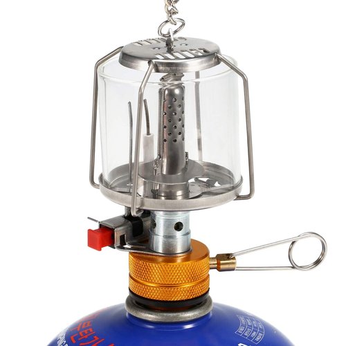 Steam lamp,YIWENG Outdoor Portable Camping Gas Lantern Piezo Ignition Mini Gas Tent Lamp Light with 3 Mantles and Adapter