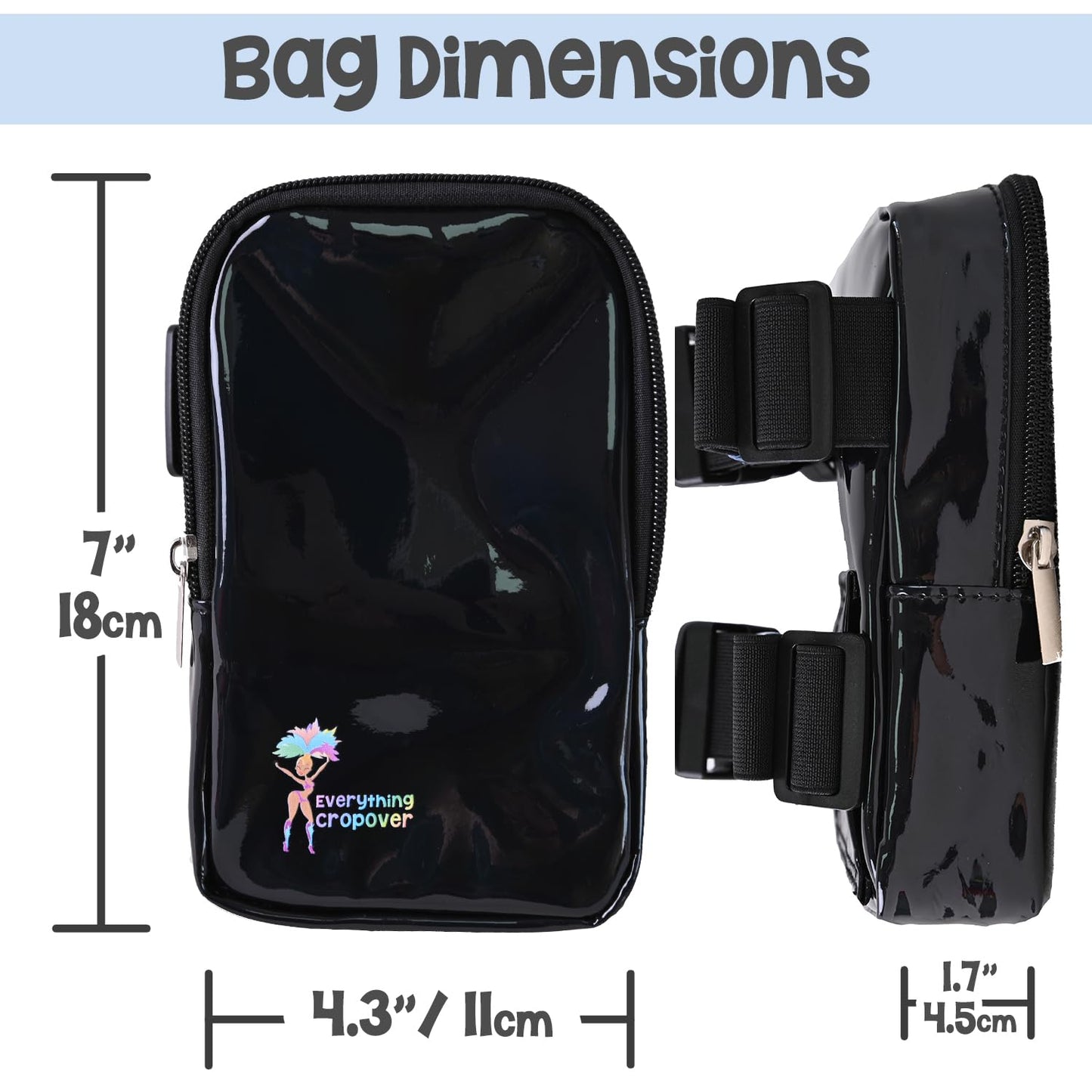 3-IN-1 Thigh Bag Fanny Pack Crossbody Bag | Carnival Leg Harness for Women | Holographic Waist Bag | Rave Leg Pack with Buckles | Black