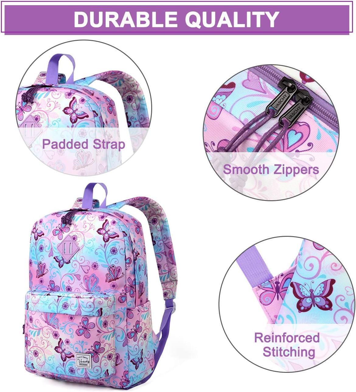 VASCHY Backpacks Handbags, Lavender, M