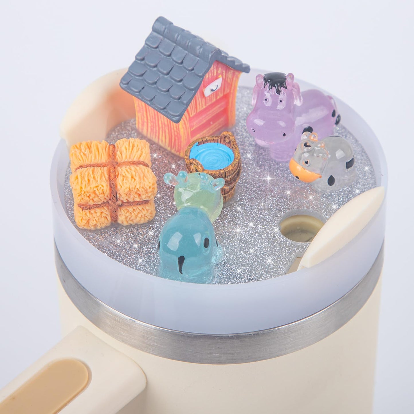 JUNIQUTE Compatible with Stanley Cup Lid Accessories Charms, Charms for Stanley Cups H2.0 Accessories 30oz 40oz with Silicone Straw Cover Cap for Tumblers (Cow, 30oz)