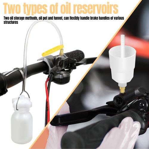Brake Bleed Kit for Shimano,TEKTRO, TRP Hydraulic Disc Brakes, Bike Hydraulic Brake Bleed Kit with 180 ml Mineral Oil Brake Fluid, Metal adapters, for MTB/Road Bike Brake