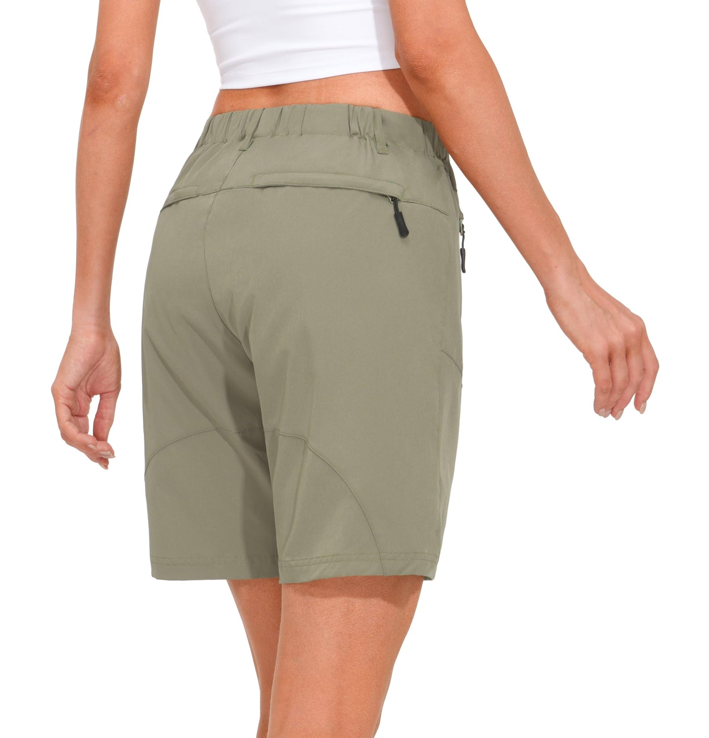 Little Donkey Andy Women's 9" Hiking Shorts Lightweight Stretch Quick Dry Shorts Golf Travel with Zipper Pocket Silver Sage XL