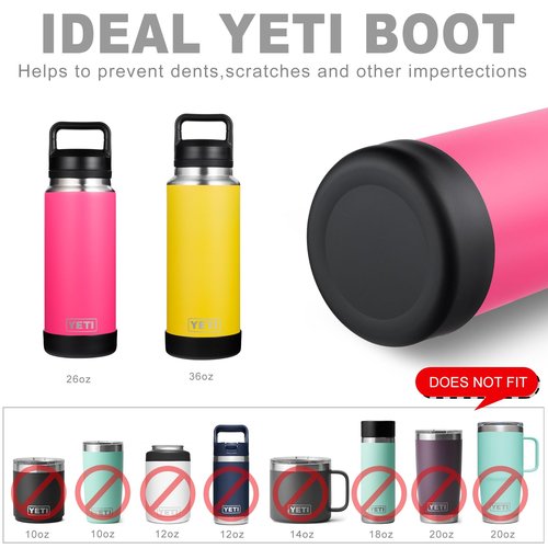 Silicone Sleeve for YETI, Owala Bottle Boot, Rubber Bottom Boot for YETI 26 OZ, Boot Cover for Owala Freesip 32OZ, Boots Rambler Water Bottle Accessories (Black, Fits YETI 26 OZ Bottle/Owala 32 OZ)
