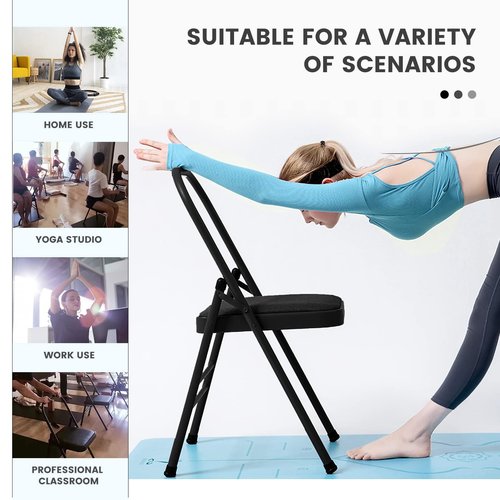 Yoga Auxiliary Chair Headstand Bench Backless Portable Folding Workout Core Chair for Flexibility and Strength Training