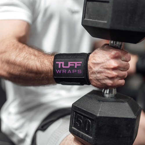 TuffWraps 16" Wrist Straps for Gym - No Thumb Loops - Powerlifting, Weightlifting, and Bench Press Support - Durable Wrist Straps Gym Accessory for Enhanced Wrist Support