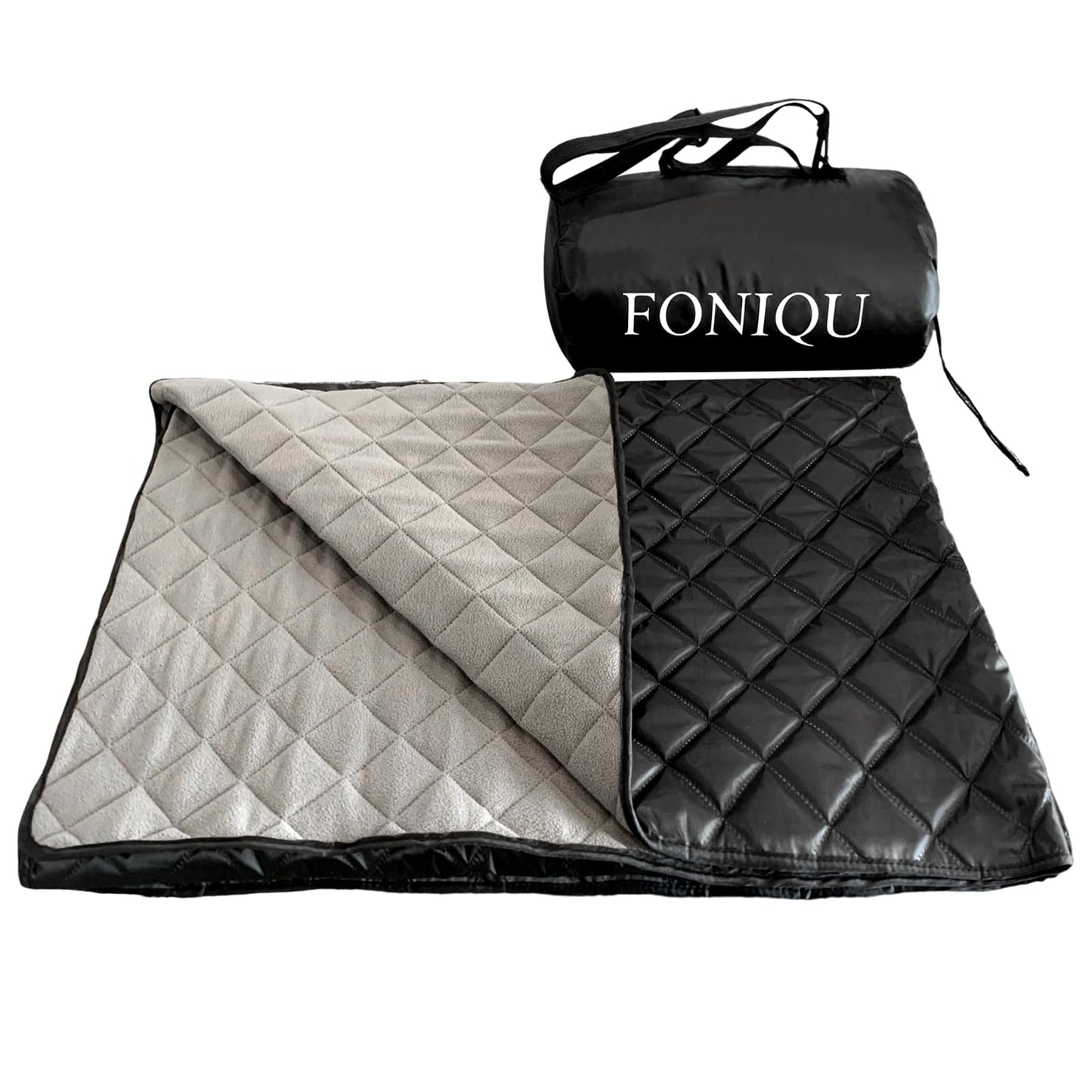 FONIQU Waterproof Camping Blanket for Cold Weather, Extra Thick Fleece Stadium Blanket with Hood, Sports Outdoor Blankets for Concerts, Camping, Car, Picnic - Machine Washable 78 "x 57"