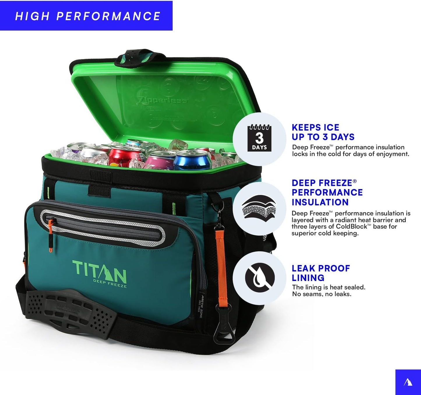 Titan by Arctic Zone 30 Can Zipperless Soft Cooler with HardBody Liner