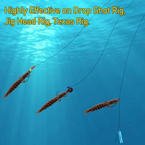 Dr.Fish 8 Pack Hellgrammite Soft Fishing Lure Worm Bait 3" Freshwater Bass Fishing Plastic Lures Grub Crappie Panfish Bluegill Trout Walleye Dark Brown