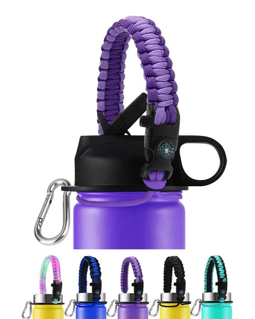 Ziimlpo Water Bottle Handle for Wide Mouth Bottles, Paracord Handle Compatible with 12, 16, 18, 32, 40, and 64 oz Water Bottles, Water Bottle Strap, Water Bottle Accessories