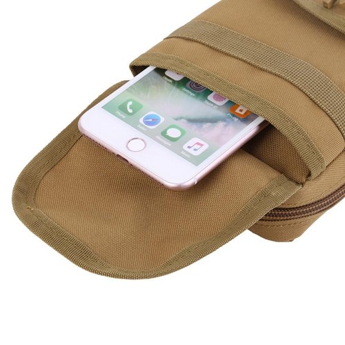 HOUSON Tactical Waist Bag, Molle Belt Bag Mobile Phone Bag Pouch for Outdoor, Hiking, Camping, Hunting, Travel Khaki