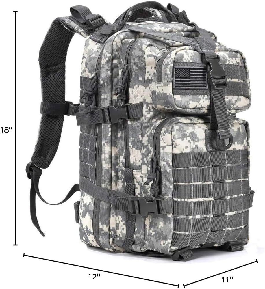 REEBOW GEAR Military Tactical Backpack for Men Large 34L Army 3 Day Assault Pack Molle Bag Backpacks (34L, Black)