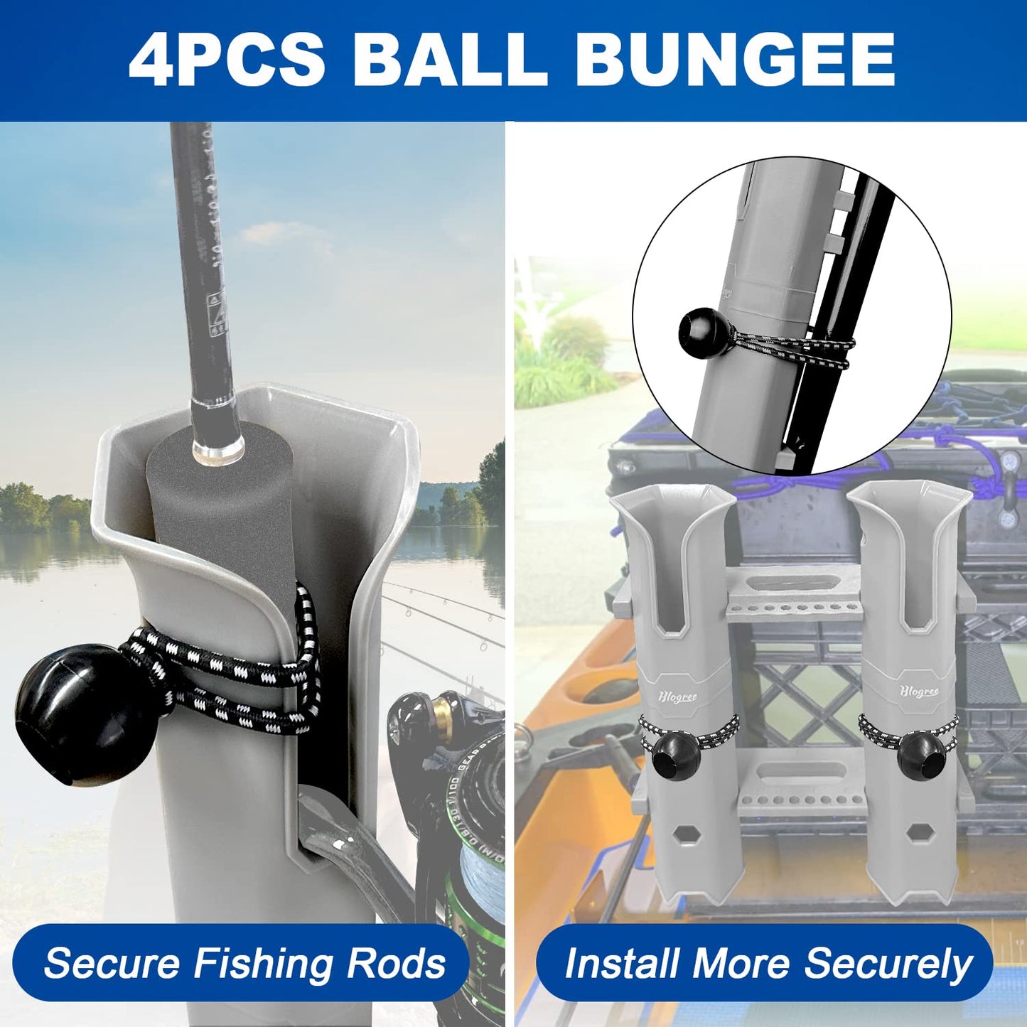 Hlogree Fishing Rod Holder for Boats,Kayak Crate,Cooler,Fishing Tube Rod Holder Bracket,Pole Tube 4 Rod Rack with Screws,Side-Mount Plastic Fishing Pole Rack Holder (Holds 4 Rods)