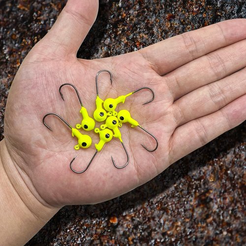 UperUper 50pcs Fishing Jig Heads Set, Red Round Ball Fishing Hooks for Saltwater Freshwater Swimbait Bass, 1/8oz 1/6oz 1/4oz 1/19oz