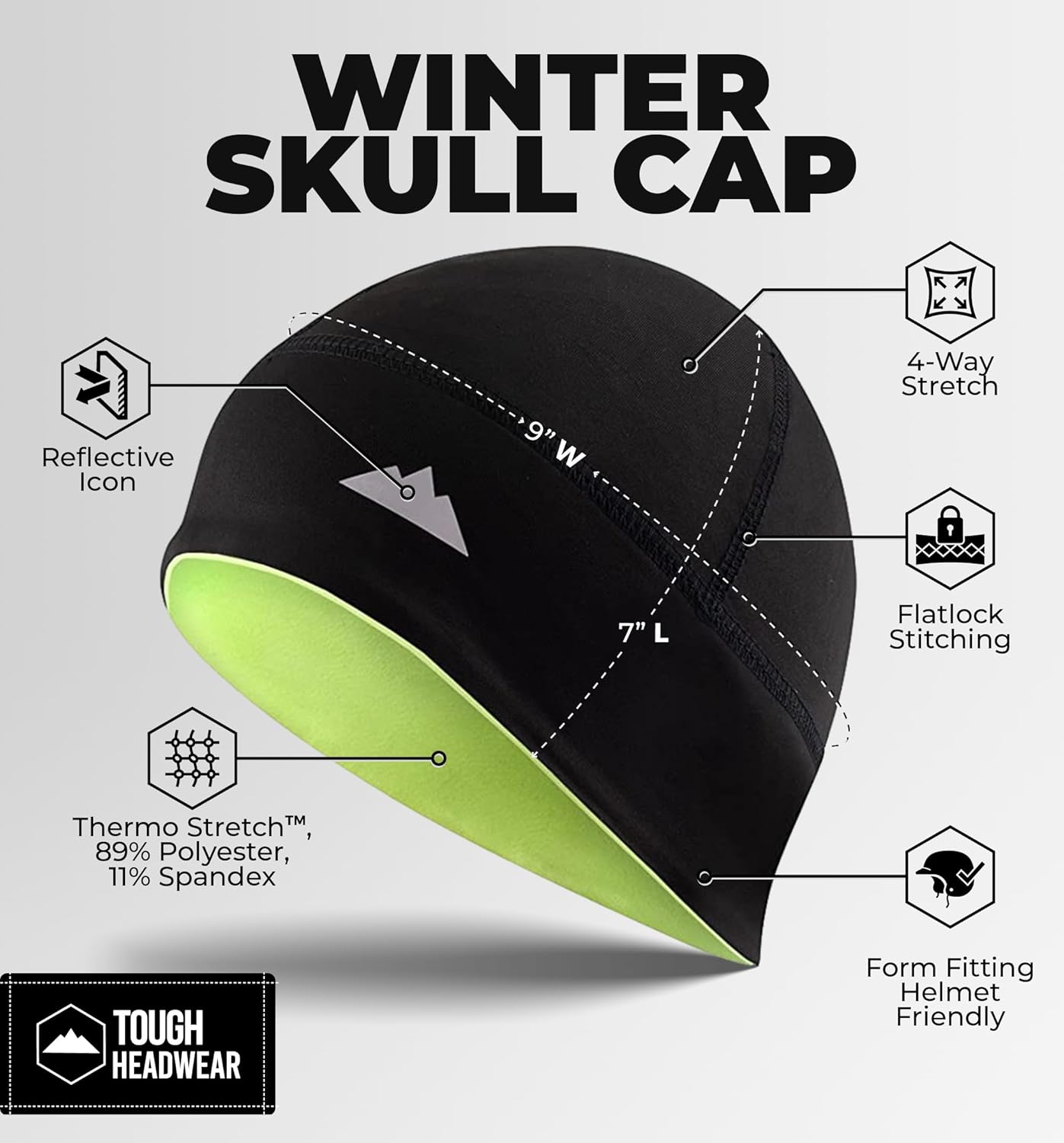 Tough Headwear Skull Cap for Men - Beanie Hats - Skully Beanie Cap - Cooling Skull Caps for Men Locs Sweat Dreads Running