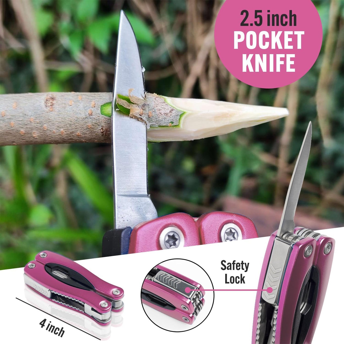 Multitool 15-in-1 with Safety-Locking, Stainless Steel Multi Tool Pliers, Functional Pocket Knife (EDC) for Outdoors, Camping, Hiking, Fishing, Simple Repir, Gift for Father, Husband Brother Boyfriend