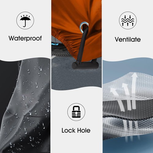 H&ZT Bike Cover For Adult Tricycle, Outdoor Waterproof Cover for 2 bikes or 1 Tricycle or 1 Motorcycle, Storable Portable Lightweight Waterproof and UV resistant with carry bag