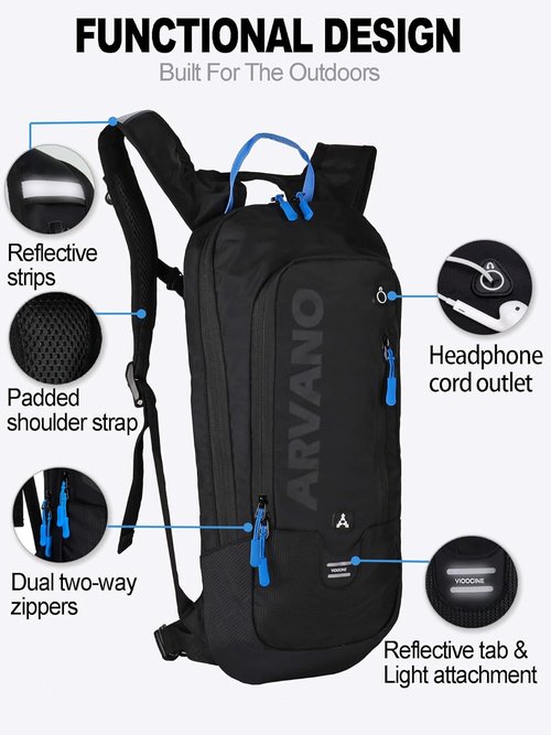 Hydration Backpack, Lightweight Hydration Pack with 2L Water Bladder, 6L Water Backpack for Men Women Cycling, Hiking, Mountain Biking, Skiing
