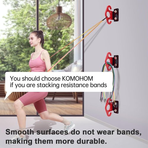 KOMOHOM Resistance Band Wall Anchors, Space-Saving Workout Wall Mount Anchor for Home Gym Workouts, Physical Therapy, and Strength Training,Wall Anchor for Resistance Bands Dark red (3pcs)