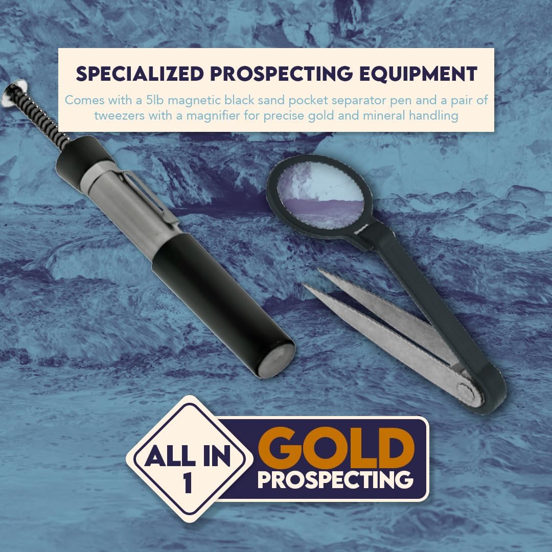 SE Gold Panning Kit - Complete Prospecting Set with Pans, Sieves, and More - Ideal for Beginners, Enthusiasts, Hobbists (GP5-KIT107)
