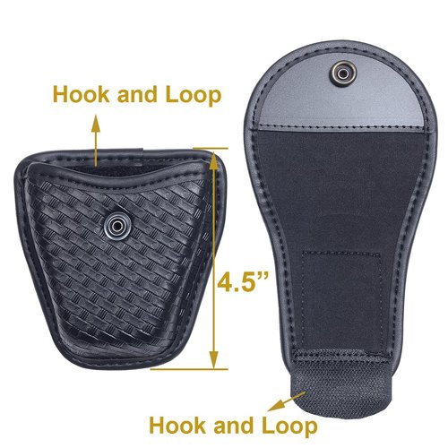 TAFTACFR Molded Single Handcuff Pouch Case Holder for Duty Belt, Law Enforcement With Removable Top Cover and Hidden Snap, Basketweave