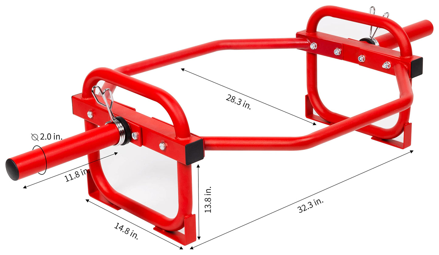Fitvids Olympic 2-Inch Hex Weight Lifting Trap Bar, 500-Pound Capacity, Red