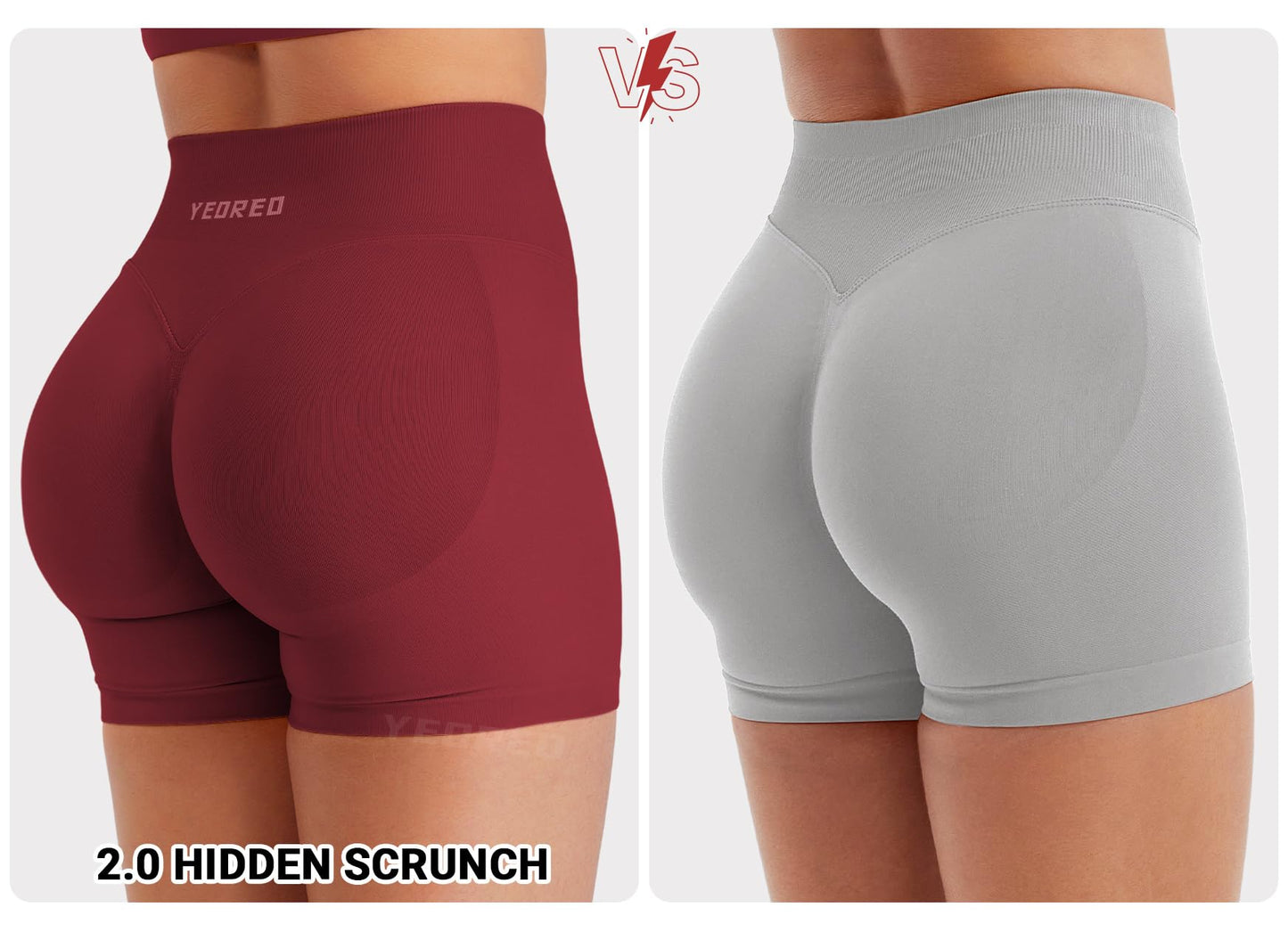 YEOREO Hidden Scrunch Workout Shorts Vision Women Seamless Gym Shorts High Waist Yoga Shorts Scarlet M