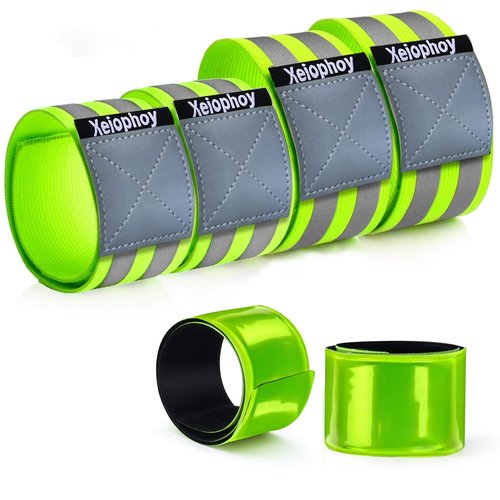 Xeiophoy Reflective Band for Night Running Walking, 6 PCS Premium Reflective Bands for Arm/Wrist/Ankle/Leg, High Visibility Reflective Running Gear Adjustable for Men and Women