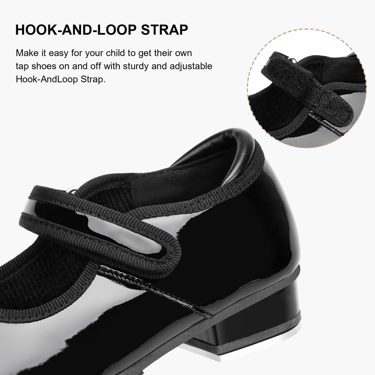 Stelle Tap Shoes for Girls Toddler PU Tap Dance Shoes for Toddler/Little Kids/Big Kids(Black,9MT)