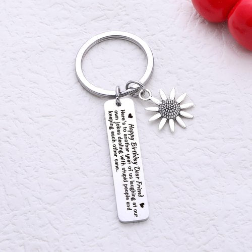ZQEOU Birthday Keychain For Women Friendship Gift For Best Friend Jewelry Bestie BFF Gifts For Women Maid of Honor Gifts Cousin Keychain Soul Sister Jewelry Longtime Friend Gift