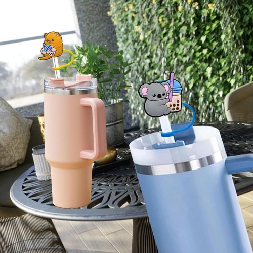 Straw Toppers For Stanley Cups 40 Oz Cute, 10mm 0.4in,7pcs Animals Covers Cap Cup Accessories,Straw Covers Cap For Tumblers,Stanley 40 Oz Tumbler