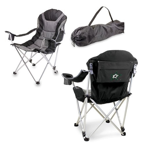 PICNIC TIME NHL Seattle Kraken Reclining Camp Chair, Beach Chair for Adults, Sports Chair with Carry Bag, (Black with Gray Accents)