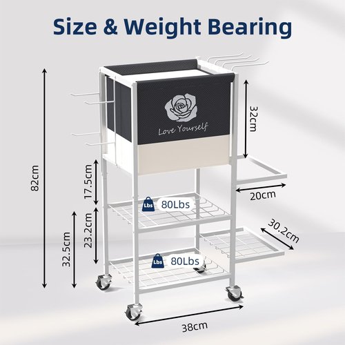 Lovind Yoga Mat Storage Rack，Home Gym Storage Rack Gym Workout Equipment Storage Organizer on Wheels for Yoga Mat,Yoga Block,Foam Roller,Resistance Band,Dumbbell,Kettlebell (White)