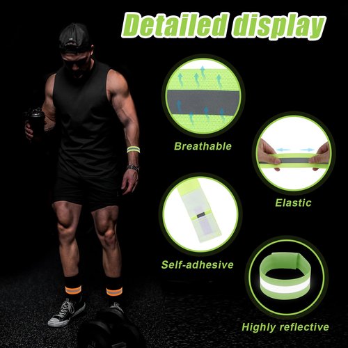 PEUTIER 12pcs Reflective Bands, Elastic Reflective Bracelet Reflective Walking Gear Reflective Wristbands for Arm Ankle Wrist Leg Outdoor Enthusiasts Gift (Single Line Style)