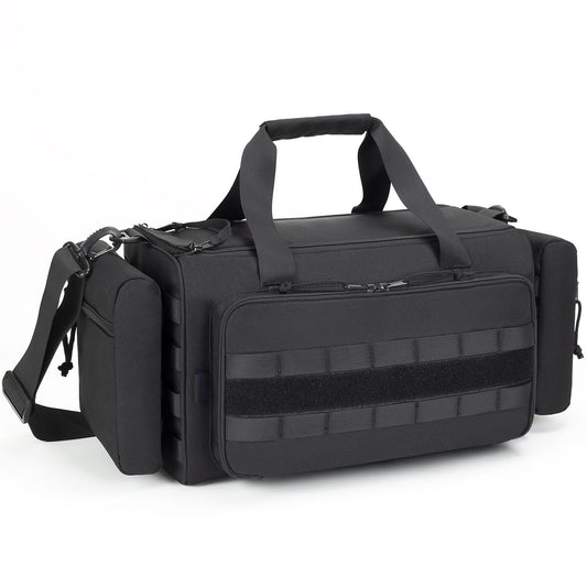 Aprikostein Range Bag for Handgun Ammo Shooting, L/XL Gun Case Carry 5+ Pistols Transport Tactical Gears Accessories with Lockable Zipper Molle Strap, Duffle Sport Bag Hunting Storage Capricorn