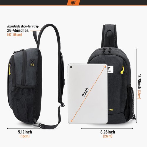 SKYSPER Sling Backpack with RFID Pocket Lightweight Crossbody Bag for Hiking Travel Shoulder Chest Bag for Men Women(Black)