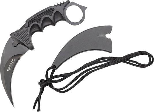 Wartech YC-9115-BK Necklace Knife with Hard Sheath and Black Blade, 7.5"
